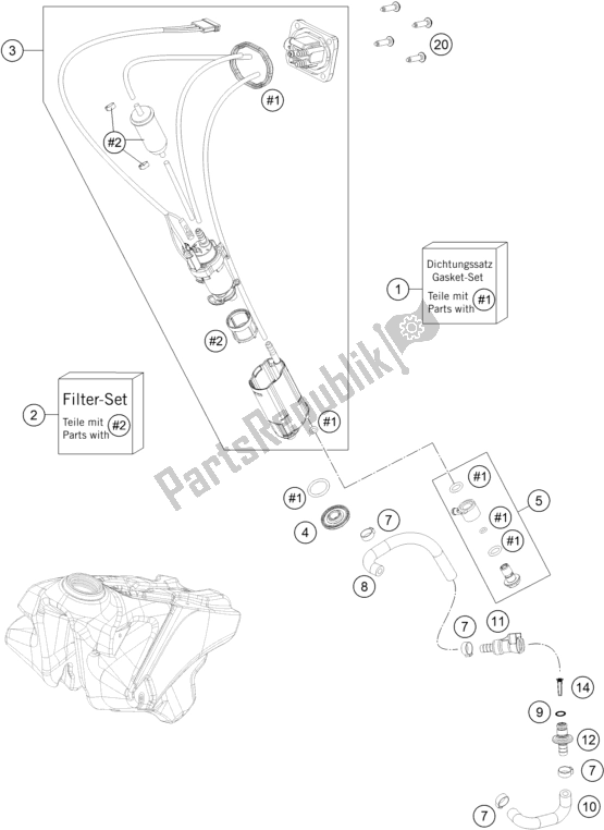 All parts for the Fuel Pump of the KTM 450 SX-F US 2020