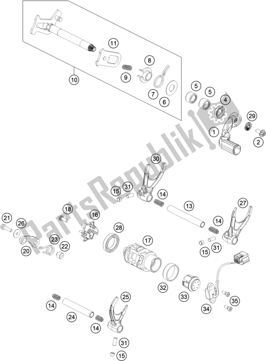 Wszystkie części do Mechanizm Zmiany Biegów KTM 450 SX-F US 2020