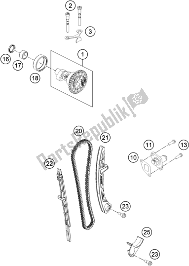 All parts for the Timing Drive of the KTM 450 SX-F US 2020