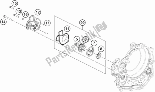 All parts for the Water Pump of the KTM 450 SX-F US 2020