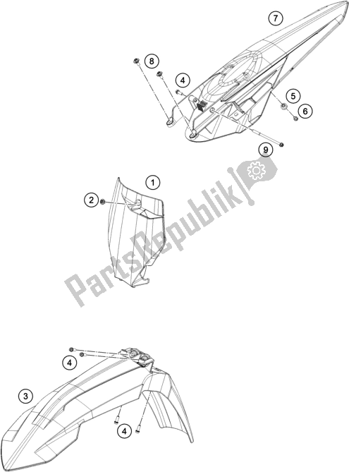 Todas as partes de Máscara, Pára-lamas do KTM 450 SX-F US 2021