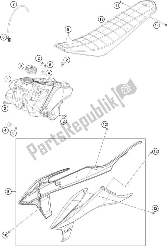All parts for the Tank, Seat of the KTM 450 SX-F US 2021