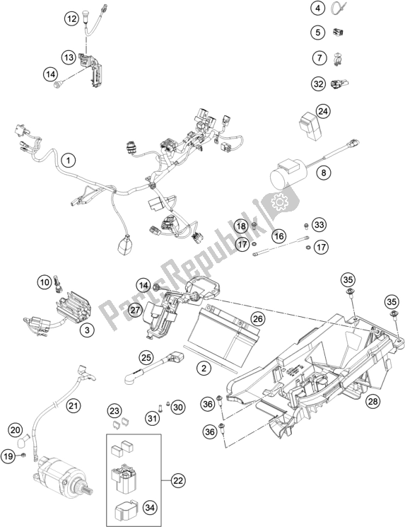 Todas as partes de Chicote De Fiação do KTM 450 SX-F US 2021