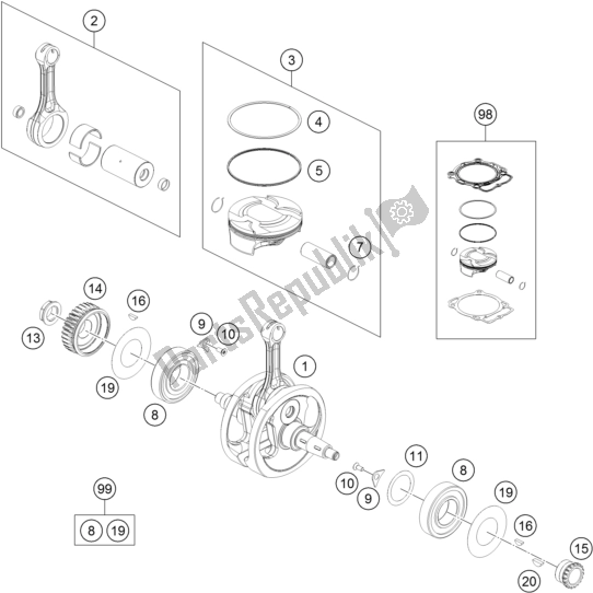 Toutes les pièces pour le Vilebrequin, Piston du KTM 450 XC-F US 2017