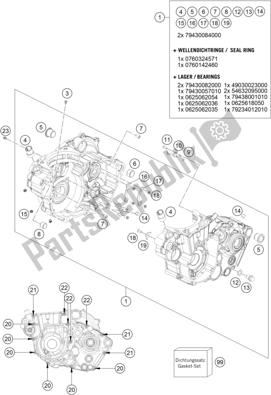 All parts for the Engine Case of the KTM 450 XC-F US 2017
