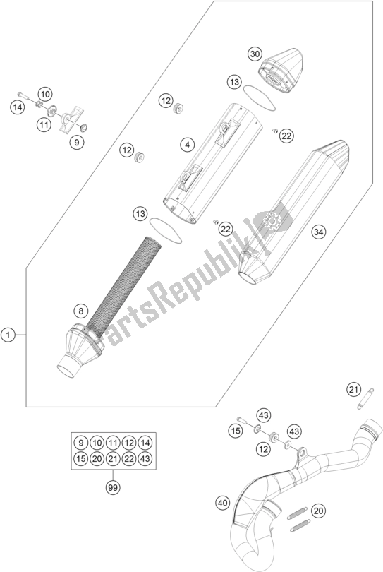Tutte le parti per il Impianto Di Scarico del KTM 450 XC-F US 2017