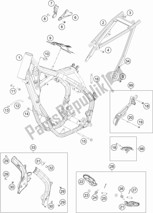 All parts for the Frame of the KTM 450 XC-F US 2017