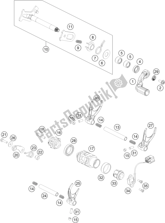 All parts for the Shifting Mechanism of the KTM 450 XC-F US 2017