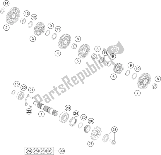 All parts for the Transmission Ii - Countershaft of the KTM 450 XC-F US 2017