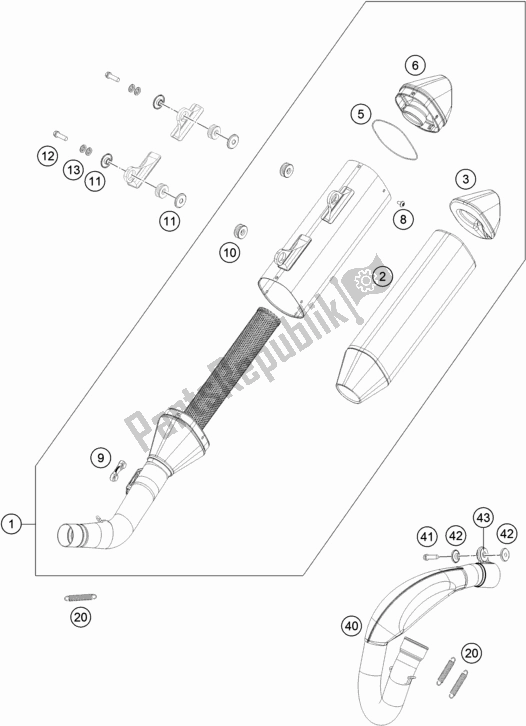 Tutte le parti per il Impianto Di Scarico del KTM 450 XC-F US 2019