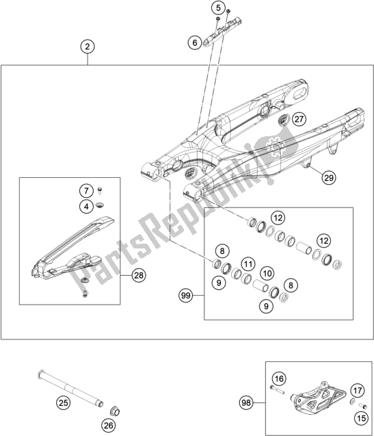 Todas las partes para Brazo Oscilante de KTM 450 XC-F US 2019