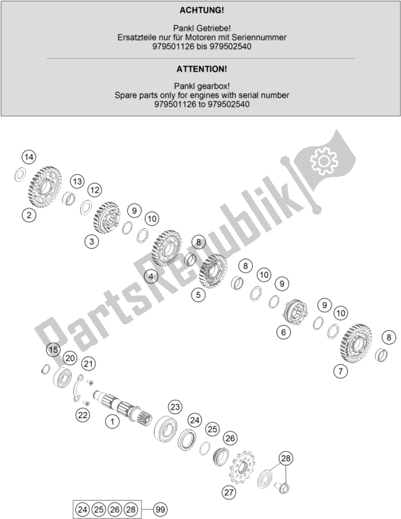 All parts for the Transmission Ii - Countershaft of the KTM 450 XC-F US 2019