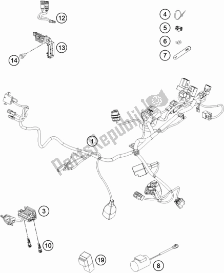 Alle onderdelen voor de Kabelboom van de KTM 450 XC-F US 2019