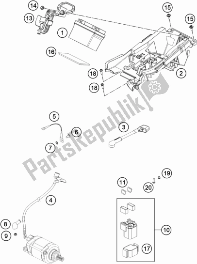 All parts for the Battery of the KTM 450 XC-F US 2020