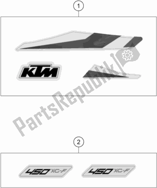 All parts for the Decal of the KTM 450 XC-F US 2020