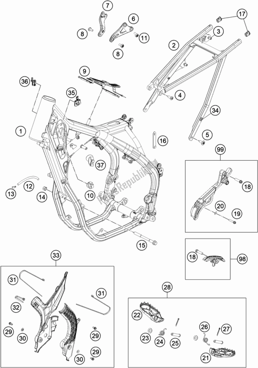 All parts for the Frame of the KTM 450 XC-F US 2020