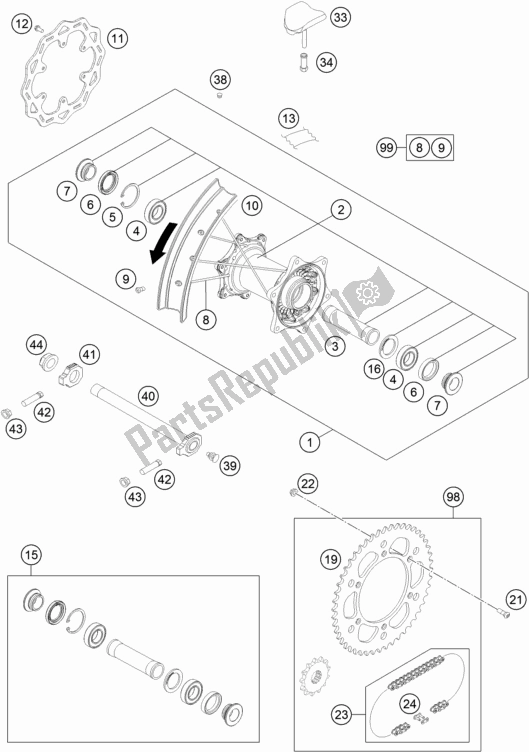 Toutes les pièces pour le Roue Arrière du KTM 450 XC-F US 2020