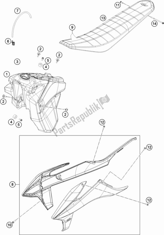 Toutes les pièces pour le Réservoir, Siège du KTM 450 XC-F US 2020