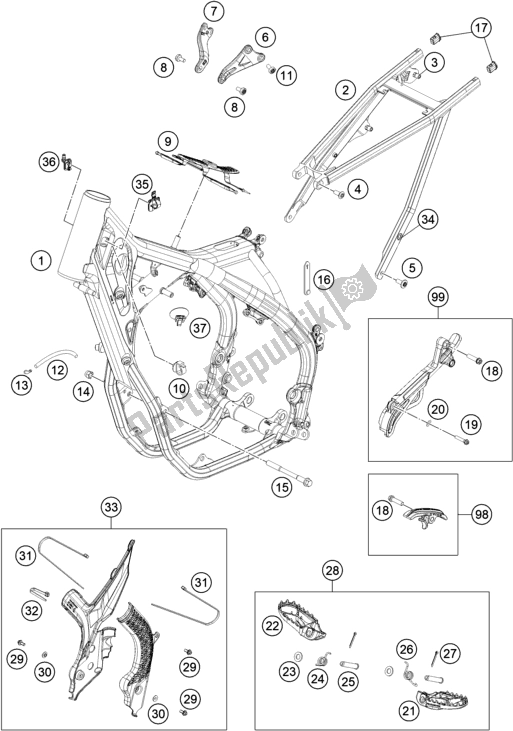 Toutes les pièces pour le Cadre du KTM 450 XC-F US 2021