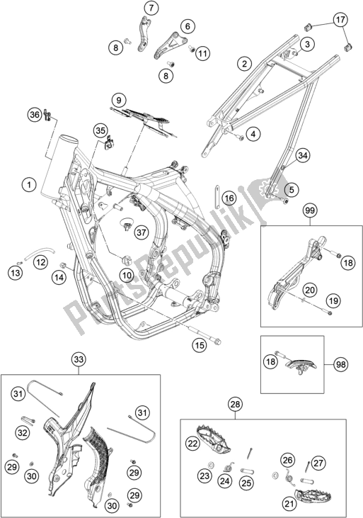 Toutes les pièces pour le Cadre du KTM 450 XC-F US 2021