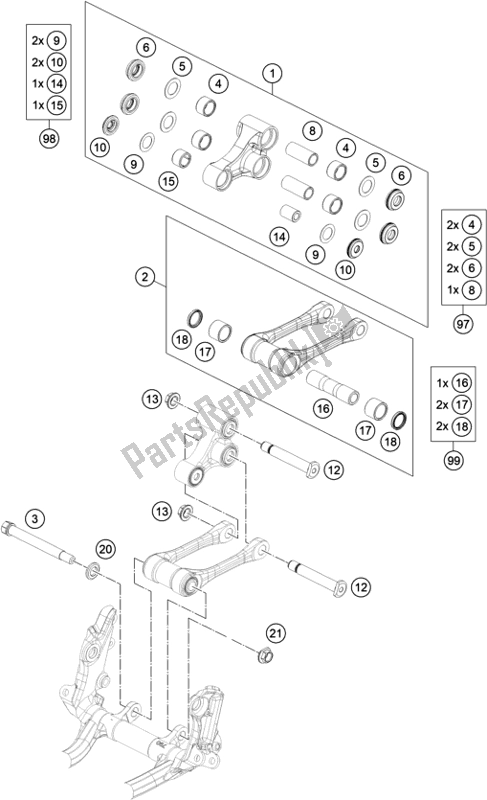 Toutes les pièces pour le Liaison De Levier Pro du KTM 450 XC-F US 2021