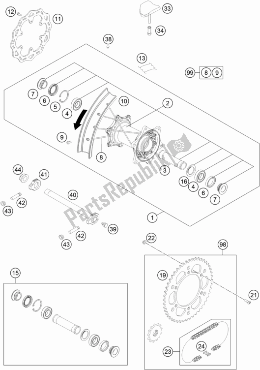 Toutes les pièces pour le Roue Arrière du KTM 450 XC-F US 2021