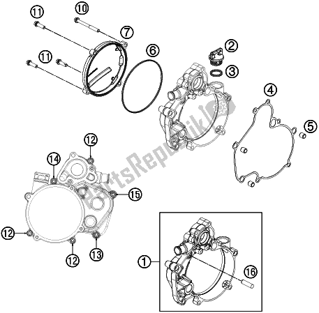 All parts for the Clutch Cover of the KTM 50 SX 2018