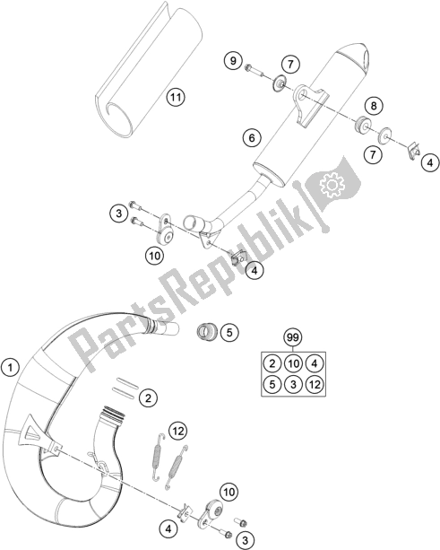 Alle onderdelen voor de Uitlaatsysteem van de KTM 50 SX 2018