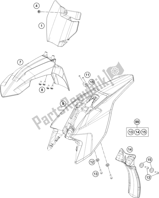 Alle onderdelen voor de Masker, Spatborden van de KTM 50 SX 2018