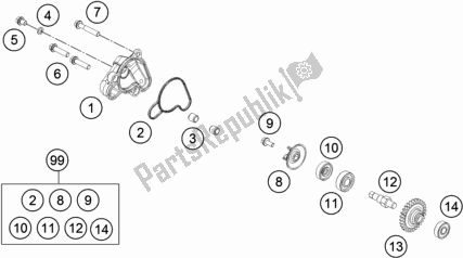 Alle onderdelen voor de Waterpomp van de KTM 50 SX 2018