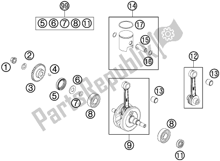 All parts for the Crankshaft, Piston of the KTM 50 SX EU 2017