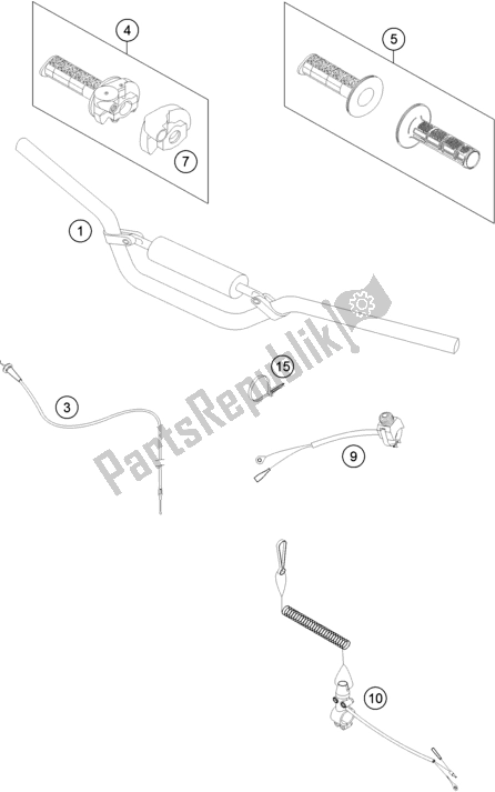 All parts for the Handlebar, Controls of the KTM 50 SX EU 2017