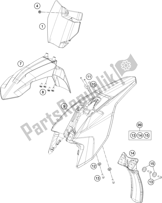 All parts for the Mask, Fenders of the KTM 50 SX EU 2017