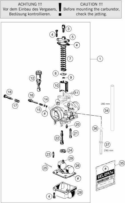 All parts for the Carburetor of the KTM 50 SX EU 2018