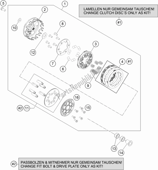 Toutes les pièces pour le Embrayage du KTM 50 SX EU 2018