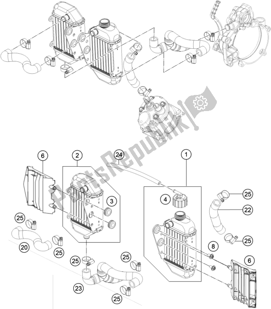 All parts for the Cooling System of the KTM 50 SX EU 2018