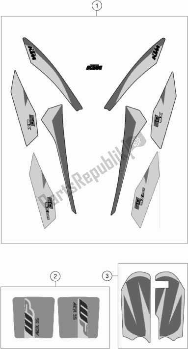 All parts for the Decal of the KTM 50 SX EU 2018