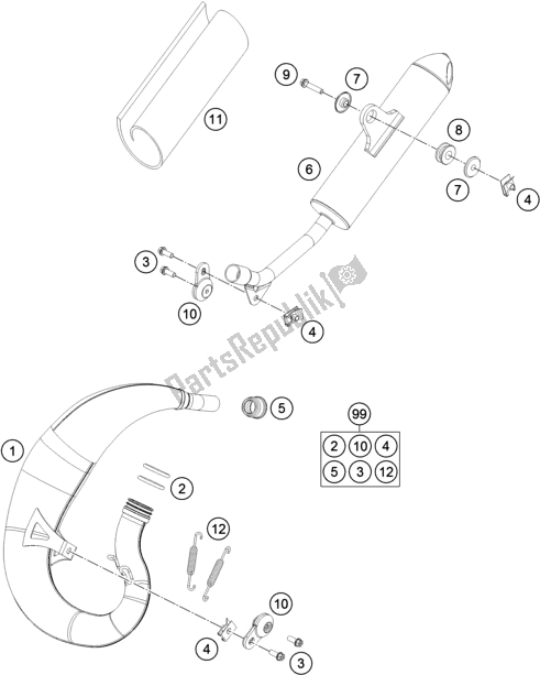 Tutte le parti per il Impianto Di Scarico del KTM 50 SX EU 2018