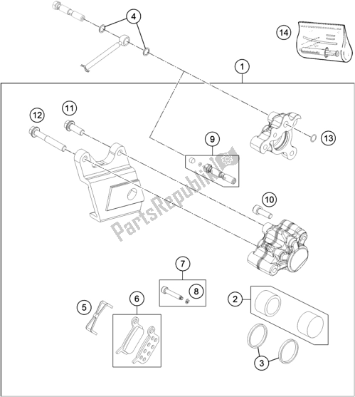 All parts for the Rear Brake Caliper of the KTM 50 SX EU 2018