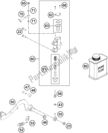 All parts for the Rear Brake Control of the KTM 50 SX EU 2018