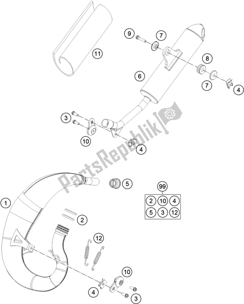 All parts for the Exhaust System of the KTM 50 SX EU 2019