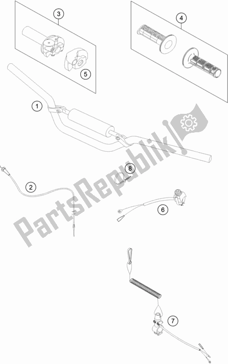 All parts for the Handlebar, Controls of the KTM 50 SX EU 2019