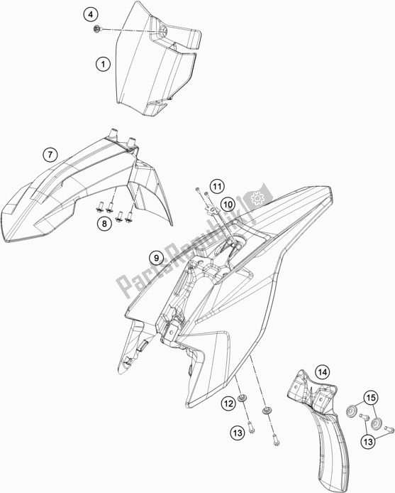 All parts for the Mask, Fenders of the KTM 50 SX EU 2019