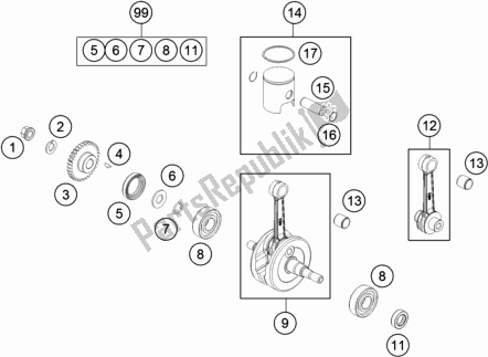 Toutes les pièces pour le Vilebrequin, Piston du KTM 50 SX EU 2020