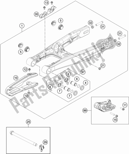 Toutes les pièces pour le Bras Oscillant du KTM 50 SX EU 2020