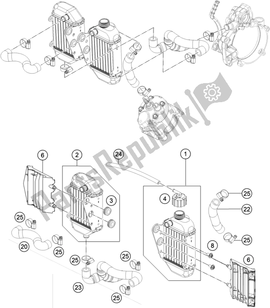 All parts for the Cooling System of the KTM 50 SX EU 2021