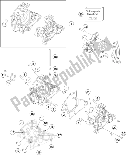 Toutes les pièces pour le Carter Moteur du KTM 50 SX EU 2021