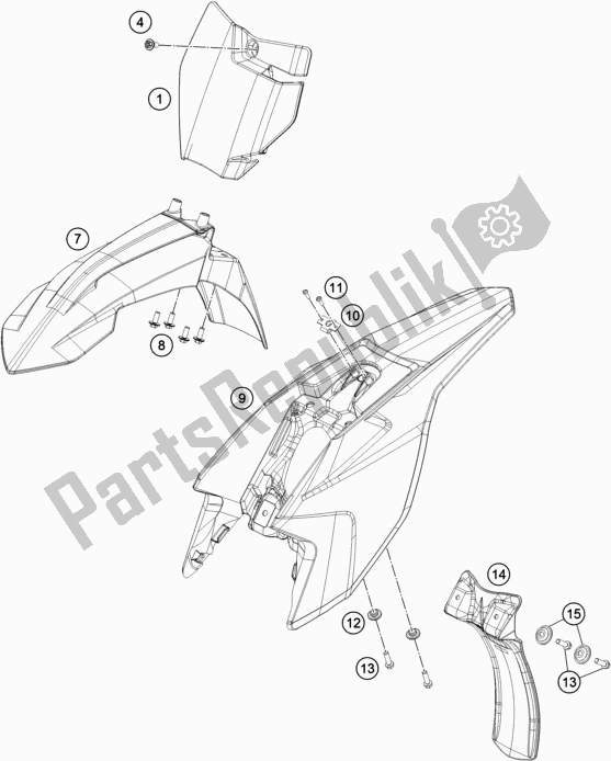 Tutte le parti per il Maschera, Parafanghi del KTM 50 SX EU 2021