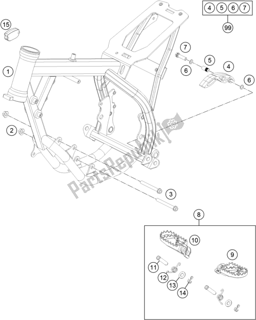All parts for the Frame of the KTM 50 SX Mini 2018