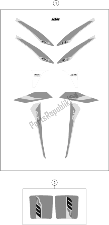 All parts for the Decal of the KTM 50 SX Mini EU 2017